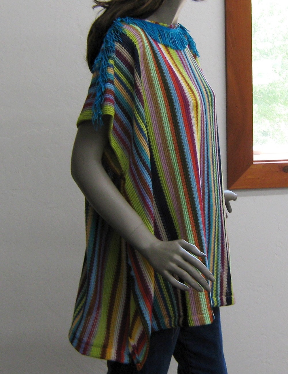 Inka style Poncho tunic flutter Kimono Blouse Shirt handmade free size