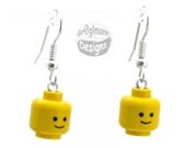 Smiley Head Dangle Earrings :) made with LEGO bricks