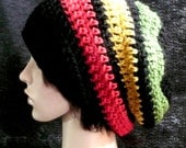 Long Slouchy Beanie in Rasta Colors