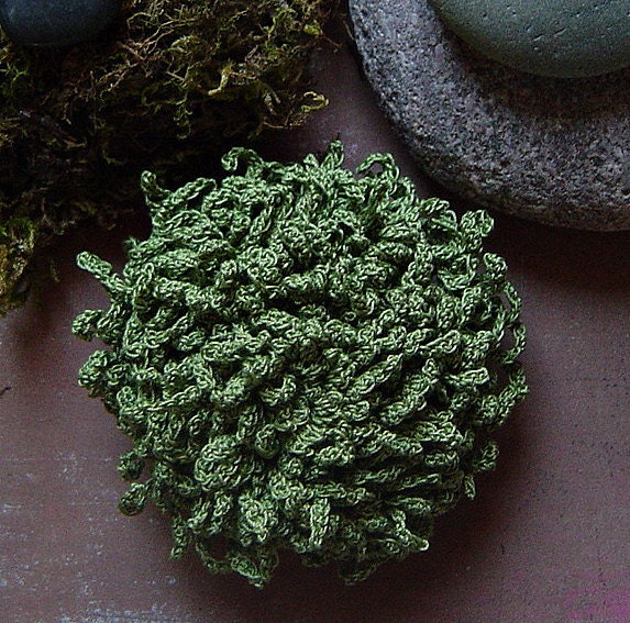 Folk Art, Mixed Media, Crocheted Moss Stone, Original, Handmade, Table Decorations, Nature, Growth, Garden, Decorative Arts