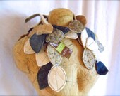 Leafy Garland Skinny Scarf repurposed WOOLS Denim & Natural tweeds