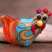 Southwestern Lampwork Bird Bead Chicken Rooster Turquoise and Orange Divine Spark Designs SRA