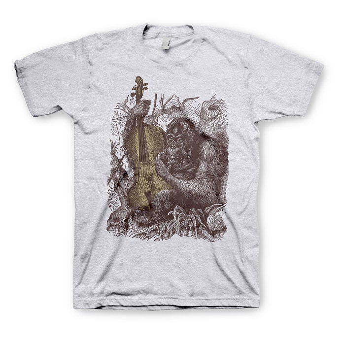 Bass Monkey- Hand-printed Tee Shirt