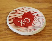 Tiny Ring Dish, Custom Woodgrain, in red