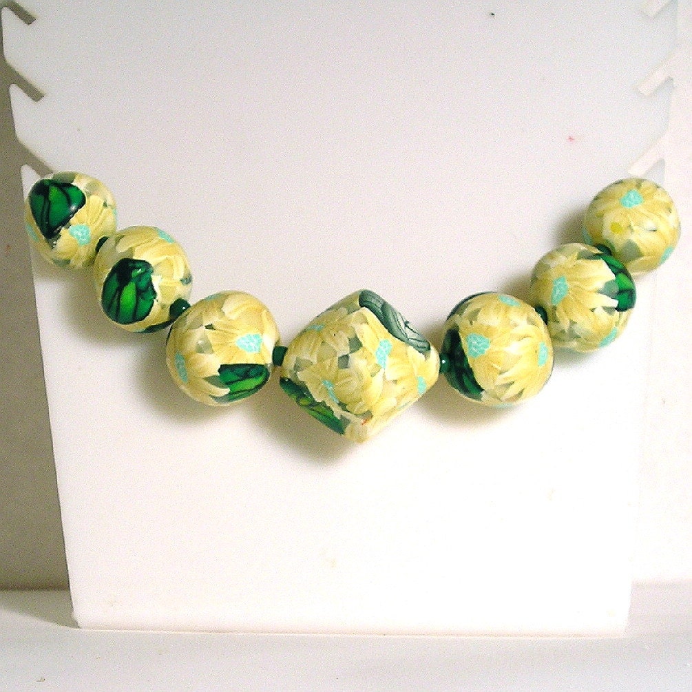 Yellow Daisies   Polymer Clay Bead Set-By Allison