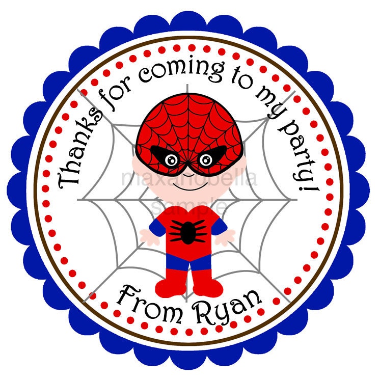 Spiderman Super Hero Personalized Stickers, Address Labels, Gift Tags, Party Favors, Party Favors, Birthday, Seals- Set of 12