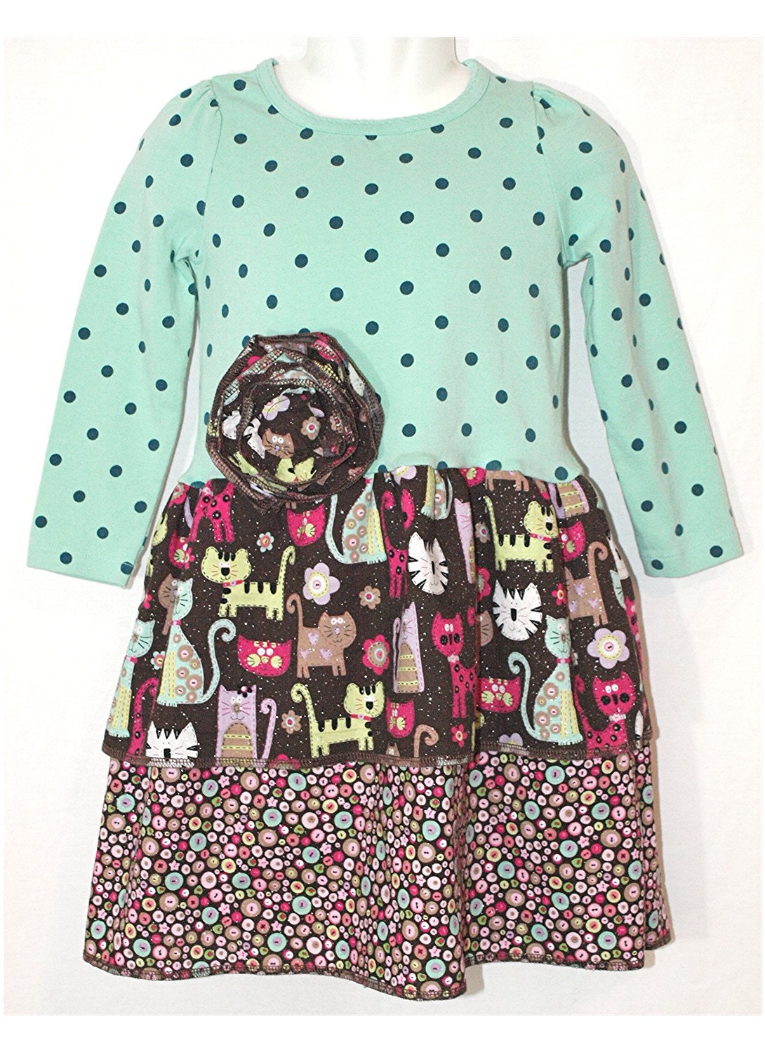 Boutique Girls Tshirt Dress - CAT'S MEOW - size 24 - Ooak