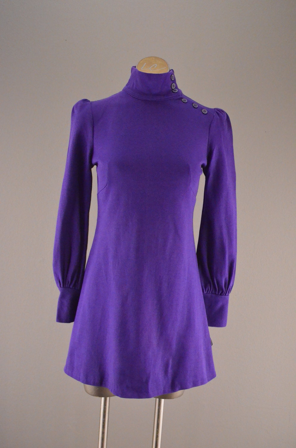 1960s purple micro mini / Vintage mod dress / 60s Biba style tunic