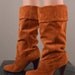 1970s orange suede boots / Vintage Bohemian boots / 70s rust colored pixie boots