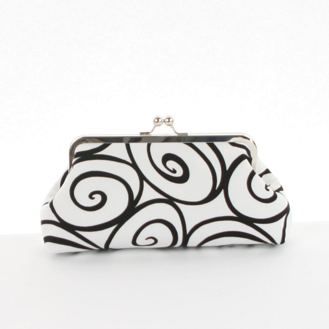 White Black Swirl Bridesmaid Clutch/Black White Wedding accessory