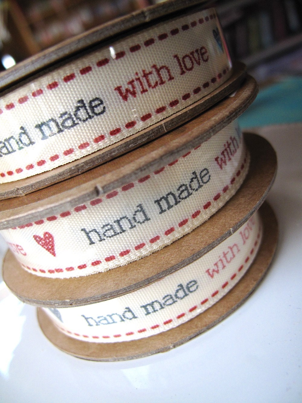 Trim ribbon mini reel 4metres Handmade with Love x so pretty for sewing n scrapbooking