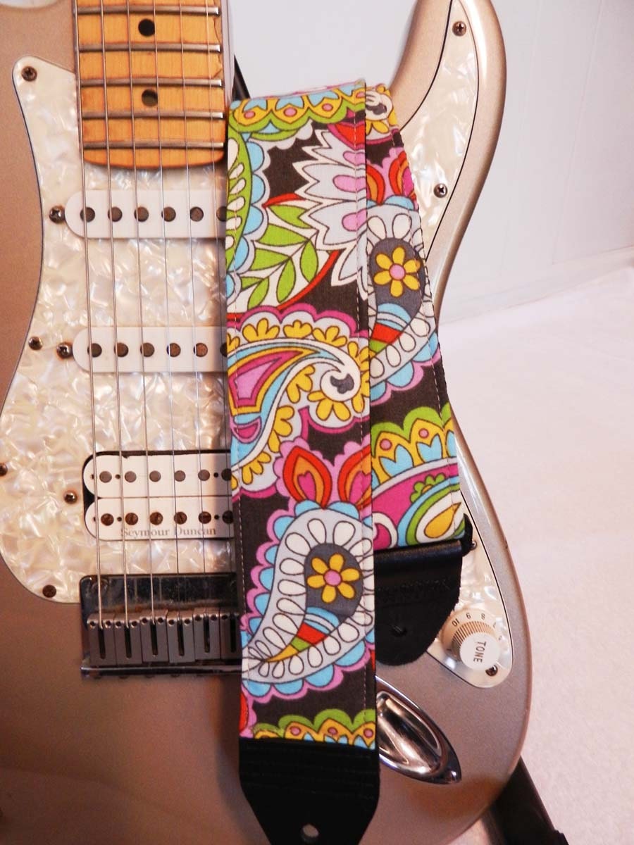 70s paisley hipster guitar strap