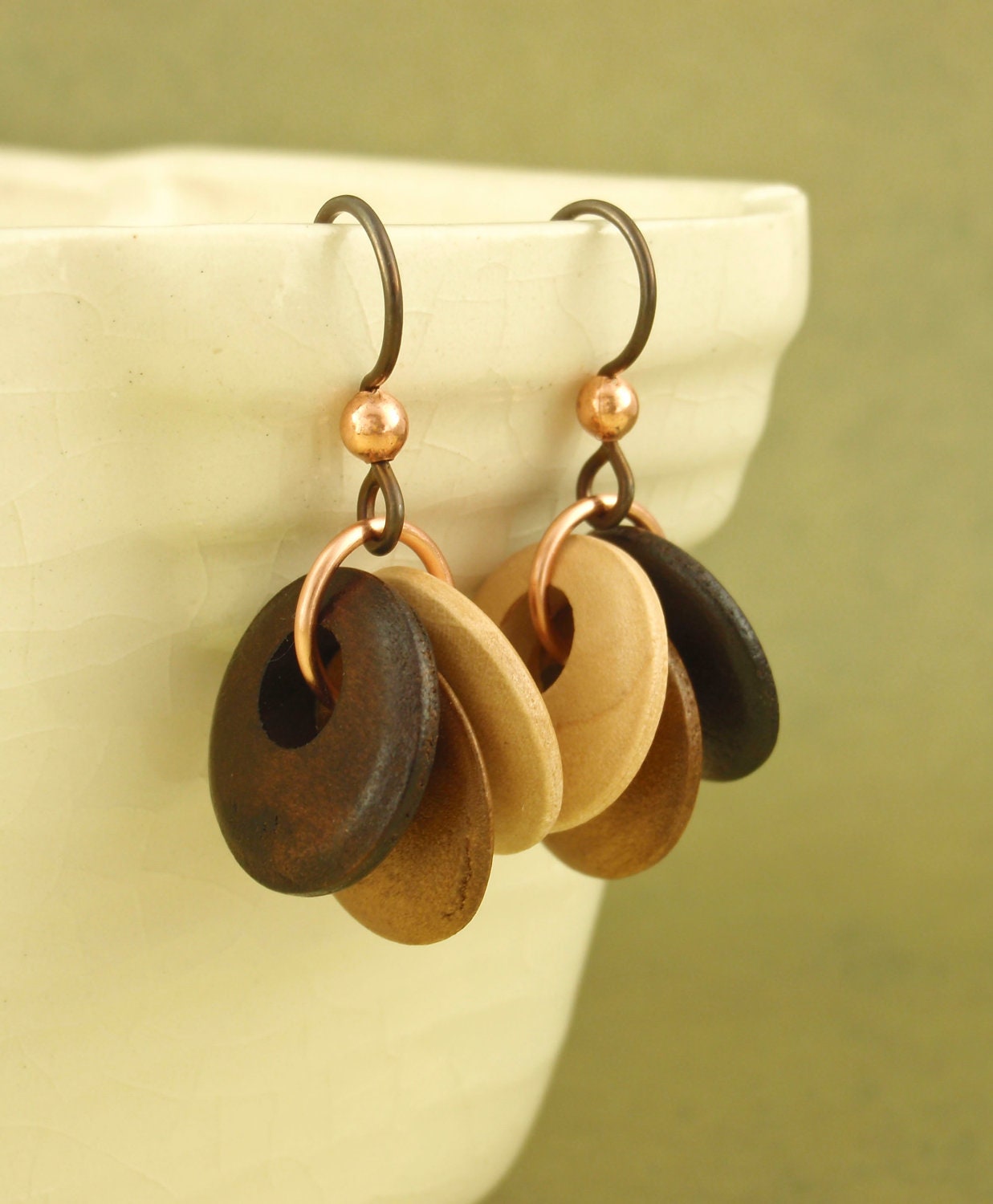 Natural Latte Art Earrings - Hypo Allergenic Niobium