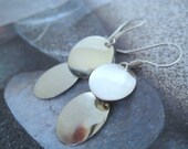 long Sterling silver  Coin oval charm Earrings-Cluster medal charm earrings