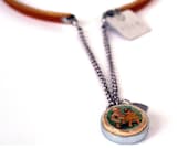 Vintage Baseball Necklace - Eco Friendly Recycled Steel Necklace, Cork Necklace, Bib Style, Stamped Jewelry, Brown Leather, PLAY