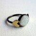 Snow White with Hearts II - Oxidized White Drusy Ring with Brass Hearts
