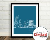 Wedding Gift : Personalized City Skyline Wedding Print - 8x10 / Cleveland, Ohio - Any City or Landmark Available - Bridal Shower