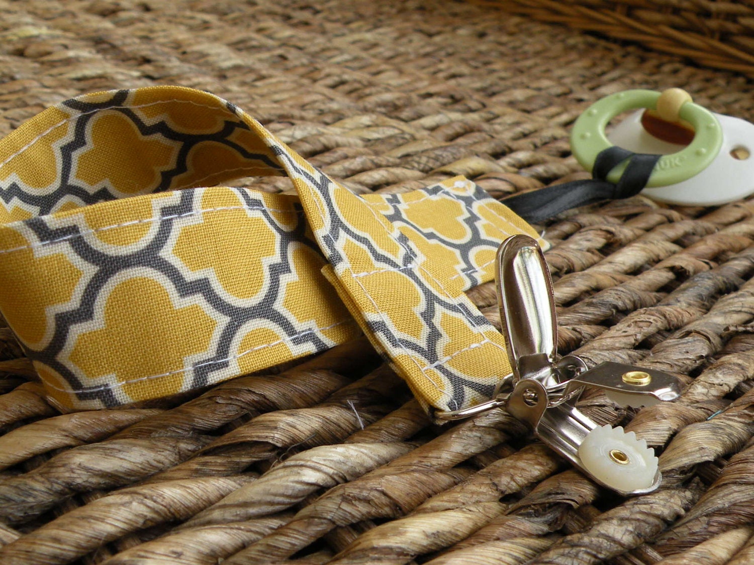 FREE SHIPPING When purchased with A Wrap Or Nursing Cover-Pacifier Holder Binky Clip-Lattice-Gray