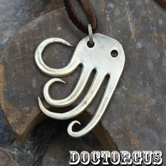 Forktopus Pendant -- Handmade From an Antique Sterling Silver Plated Fork -- An All New Doctor Gus Recycled Silverware Creation