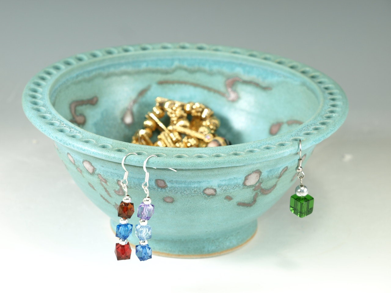 Jewelry bowl & earring holders