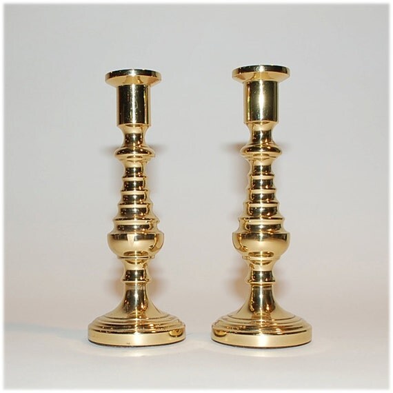 two vintage Baldwin Brass Candlesticks 5 inches tall by secondseed