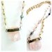 Pink Rose Quartz Necklace, Soldered Pink Crystal, Vintage Bead Chain Necklace, Gypsy Style Assemblage, Bohemian Necklace