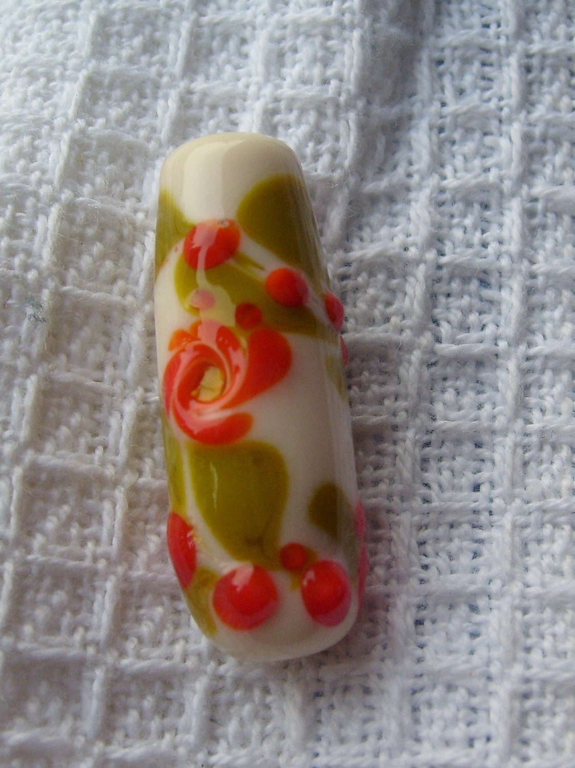 SALE Handmade Focal Bead, Sage Fern