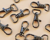 FREE SHIPPING--20 of 1.5 inch with 1/2 inch Loop End Gunmetal/Drak Nickel Swivel Clasps Lobster Claw Hooks