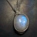 Rainbow Moonstone Necklace Pendant - Sterling Silver - Wire wrap - wrapped - Rainbow Moonstone pendant - cabochon - blue purple fire