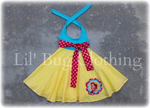 Custom Boutique Clothing Little Mermaid Comfy Knit  Ariel Summer Halter Swing Dress