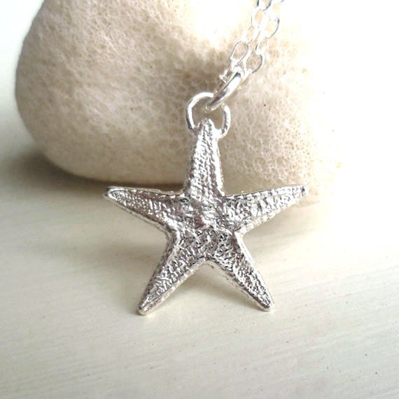 Starfish Necklace - Sterling Silver - Tiny - Nature Inspired - Beach Jewelry - Beach Wedding - Detailed - Organic - Starfish Jewelry
