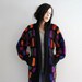 vintage PATTERN cardigan / 1980s slouchy sweater coat