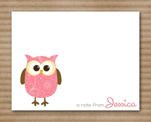 Owl Card Personalized Stationery (set of 8)