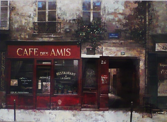 Framed Paris Art Print Cafe Des Amis by Chiu by AZCreativeStudio