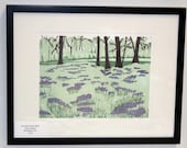 FRAMED Sweet William, Editioned Woodblock Print, Landscape