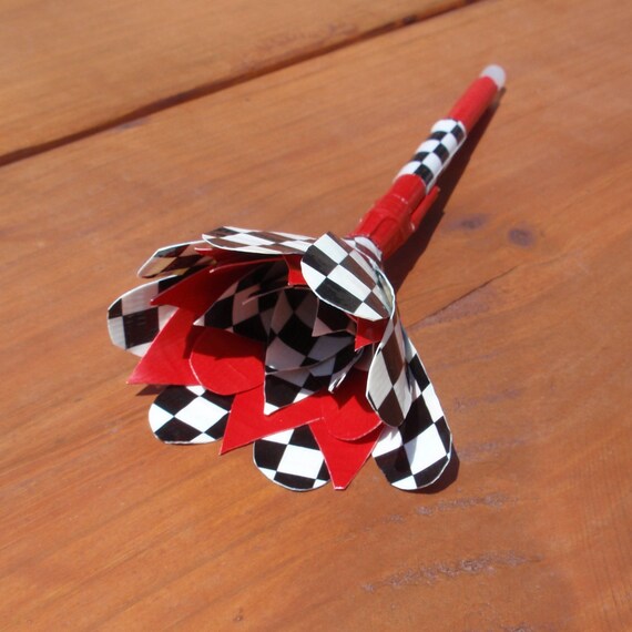 Flower pen red checkered flag duck duct tape by ksewingbasket