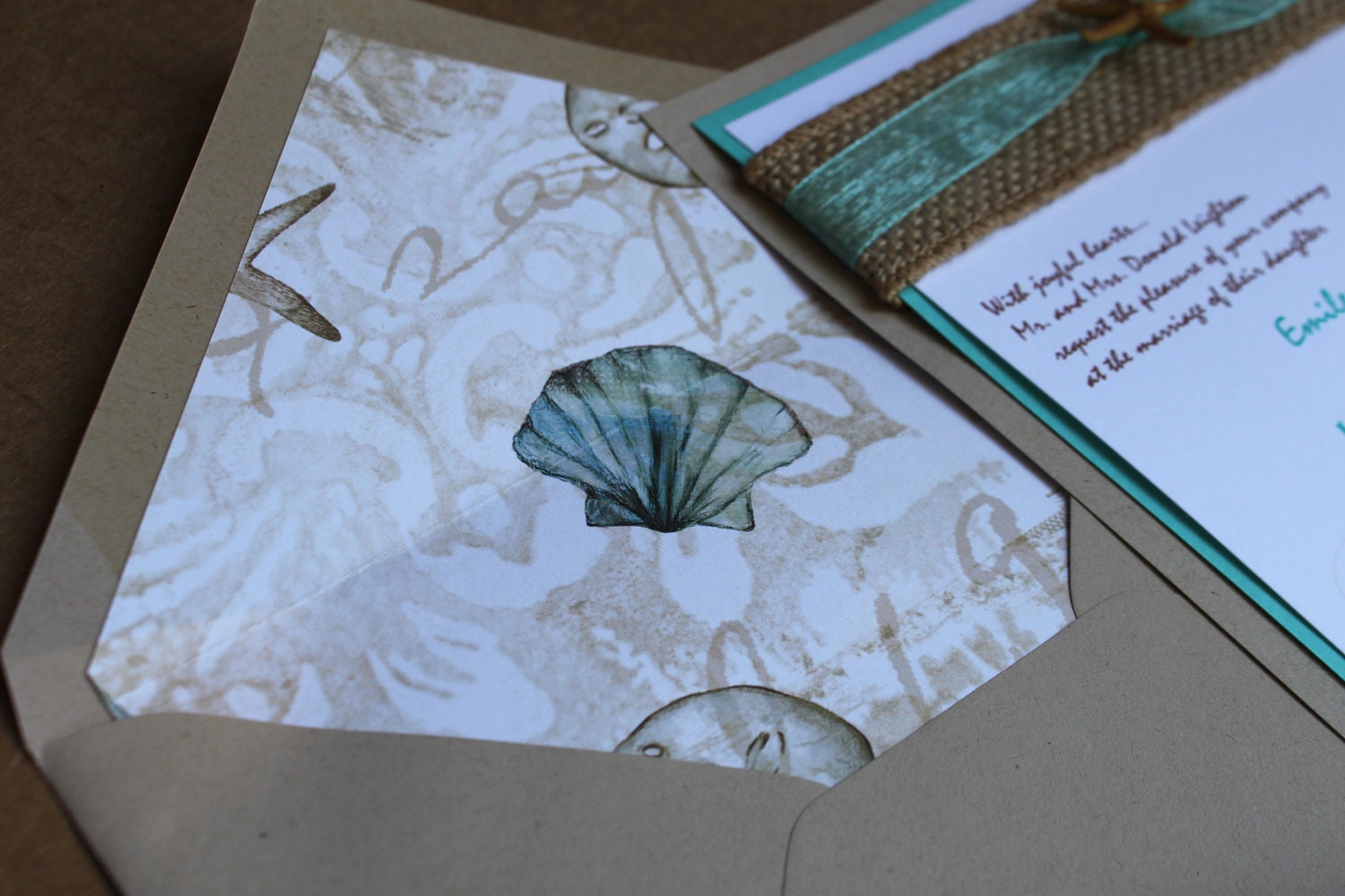 Beach Wedding Invitation, Seaside, Elegant Destination Wedding Invite with Starfish