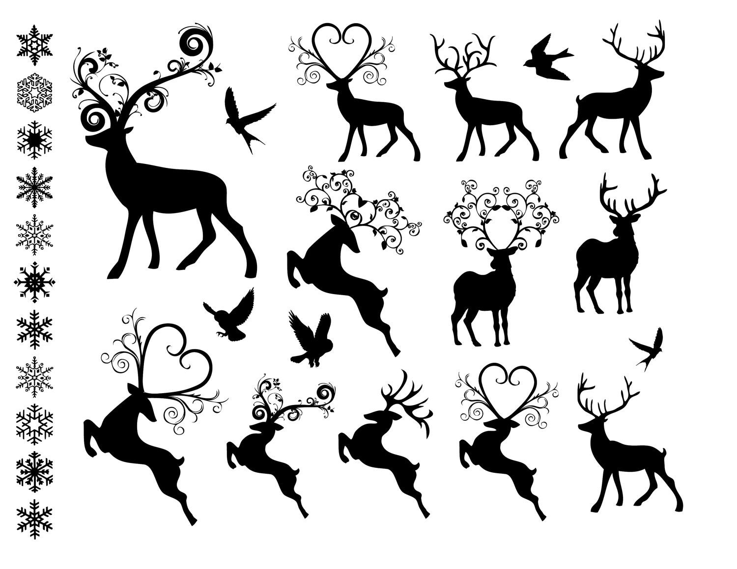 free black and white reindeer clipart - photo #21