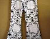 Vintage 90s John Galliano Paris Black and White Queen of Hearts Denim Flared Bell Bottoms (size 4)