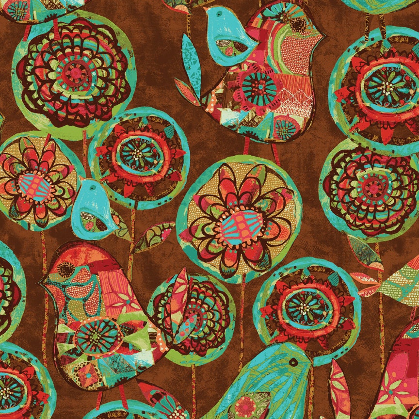 P Carter Carpin Love Lives Here fabric Field of Birds LOW STOCK