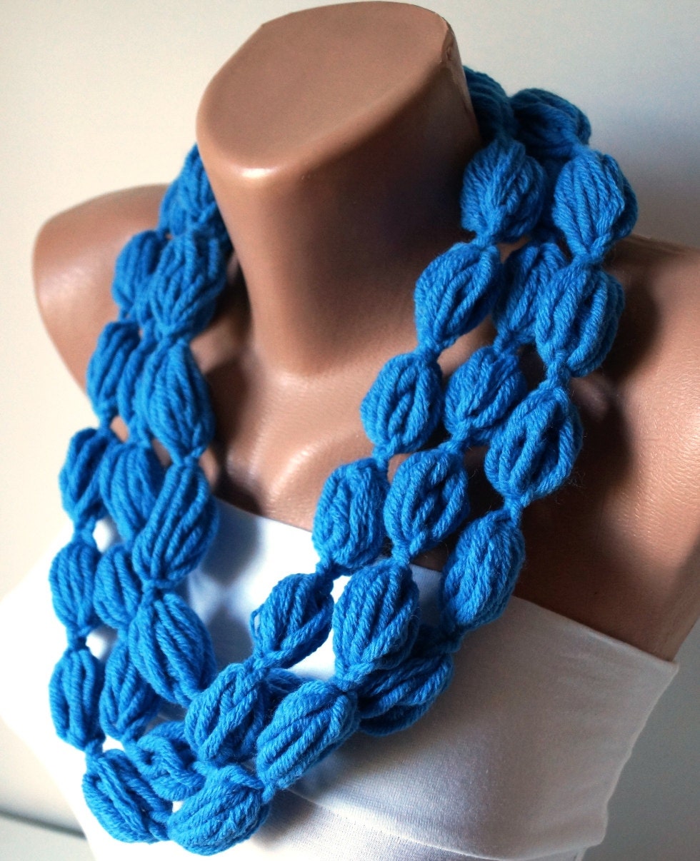 Infinity scarf , Bubble Sea Blue, Sky Blue color scarf, necklace, lariat