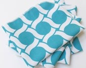 FREE OFFER Reusable ORGANIC Cloth Napkins - Set of 4- Cloud 9 - Circles - Turquoise