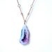 Teal Blue Raw Druzy Slice Necklace - Antiqued Brass Chain