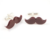 Moustache Cufflinks - Brown Mustache Cufflinks - Cufflinks for Men - Movember Awareness