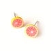 Grapefruit Earring Studs - Pastel Jewelry - Fruit Earring Posts - Pink Yellow Earrings - Fruit Jewelry