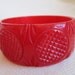Bakelite Bracelet Carved Cherry Red 1930s Bangle