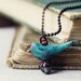 Rustic aqua bird necklace- handmade