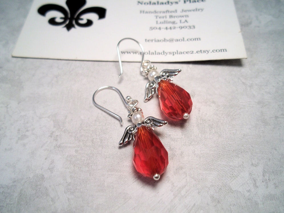 Christmas Angel Earrings Sterling Silver Earwires