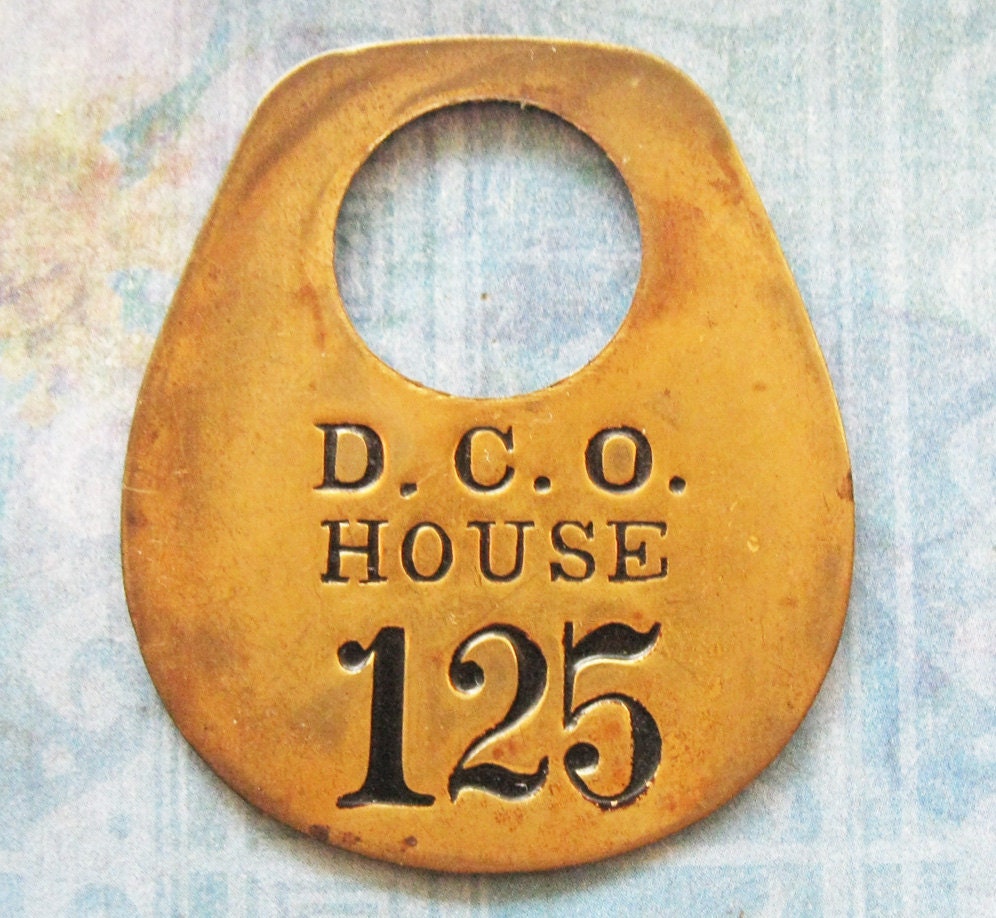 Brass Number ROOM KEY TAG Fob Antique Ephemera Motel Room Check Numbered Tag Diy Jewelry Altered Art Steampunk