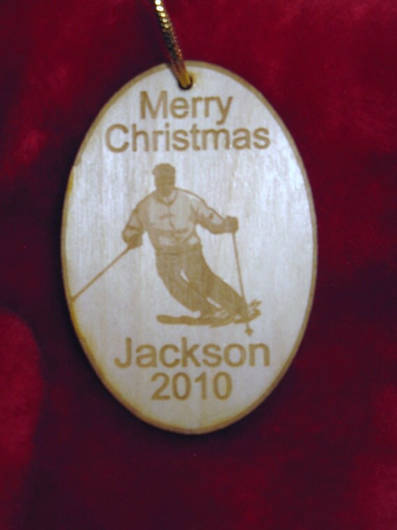 personalized wooden christmas skier ornament by personalized wooden christmas skier ornament by